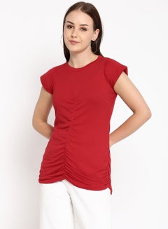 Buy Solid Cotton Jersey T-Shirt Persian Red in UAE