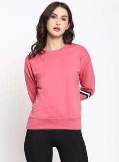 Buy Sweatshirt With Knitted Stripe Pink in UAE