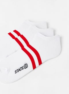 Buy Contrast Ankle Socks (Pack of 3) White/Red in Saudi Arabia