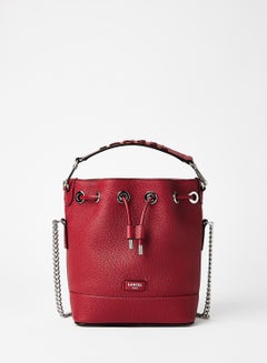 Buy Ninon Leather Bucket Bag Burgundy in UAE