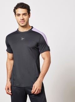 Buy Active Sports Panel T-Shirt Black/Purple in Saudi Arabia