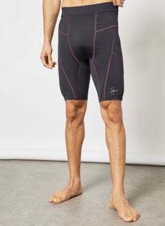 Buy Contrast Stitch Swim Shorts Black/Purple in Saudi Arabia