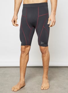 Buy Contrast Stitch Swim Shorts Black/Maroon in UAE