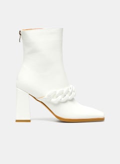 Buy Full Zip Ankle Boots White in UAE