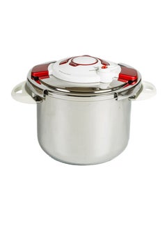 Buy Stainless Steel Pressure Cooker White/Red/Silver 10Liters in Saudi Arabia