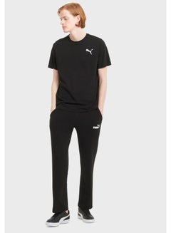 Buy Essential Logo Straight Fit Sweatpants Black/White in UAE