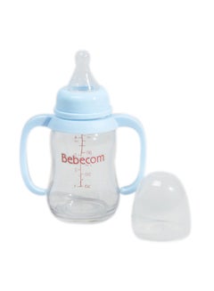 Buy Double Handle Glass Feeding Bottle 125ML, Assorted in UAE