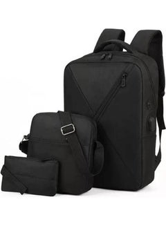 Buy Business Laptop Backpack Travel Rucksack School Bag 3 Pieces Smart Backpack Black in Saudi Arabia