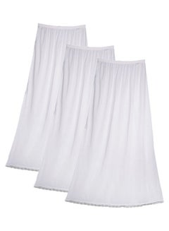 Buy 3 Pack Of Full Length Soft Inner Skirt With Elasticated Waistband White in UAE