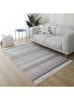 Buy Soft Touch Hand-Woven Cotton Carpet Grey 200 X 140cm in UAE