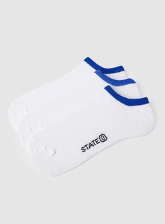 Buy Contrast Ankle Socks (Pack of 3) White/Blue in Saudi Arabia