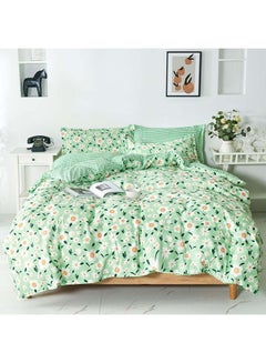 Buy 4-Piece Luxury Bed Duvet Cover Set Cotton Green 200x230cm in Saudi Arabia