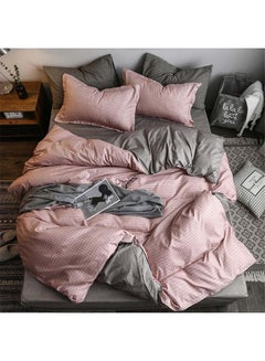 Buy 4-Piece Luxury Bed Duvet Cover Set Cotton Pink 220x240cm in UAE