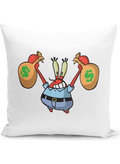 Buy Funny Spongebob  Mr. Krabs Money Themed Throw Pillow White/Red/Green 16x16inch in UAE