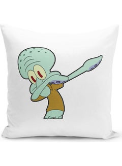 Buy Squidward Spongebob Themed Throw Pillow White/Green/Red 16x16inch in UAE