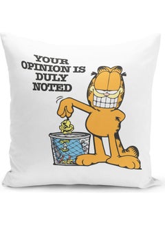 Buy Funny Garfield Quote Themed Throw Pillow White/Blue/Yellow 16x16inch in UAE