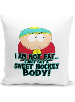 Buy Eric Cartman I Am Not Fat Quote Themed Throw Pillow White/Red/Green 16x16inch in UAE