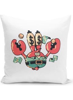 Buy Mr. Krabs Business Man Gift Spongebob Themed Throw Pillow White/Red/Green 16x16inch in UAE