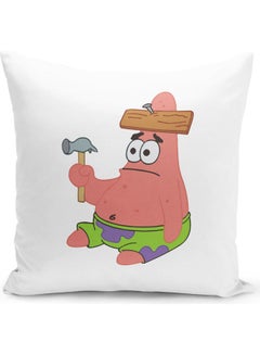 Buy Funny Star Patrick Spongebob Themed Throw Pillow White/Green/Pink 16x16inch in UAE