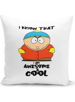 Buy I Am Awesome South Park Themed Throw Pillow White/Black/Red 16x16inch in UAE
