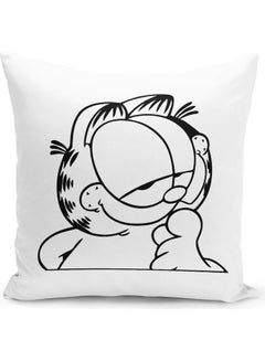 Buy Cute Garfield Themed Throw Pillow White/Black 16x16inch in UAE