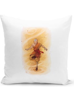 Buy Flying Scene Avatar Aang Themed Throw Pillow White/Red/Yellow 16x16inch in UAE