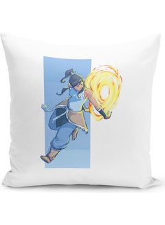 Buy The Last Airbender Katara Waterbending Fire  Themed Throw Pillow White/Blue/Yellow 16x16inch in UAE