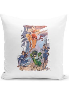 Buy The Last Airbender Team Airbender Movie Themed Throw Pillow White/Blue/Orange 16x16inch in UAE