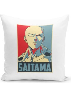 Buy Saitama  One Punch Man  Themed Throw Pillow White/Red/Yellow 16x16inch in UAE