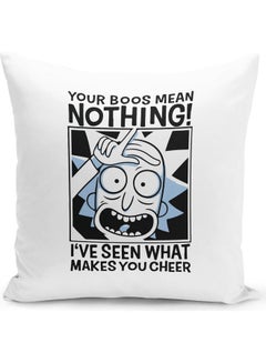 Buy Rick And Morty Quote Themed Throw Pillow White/Black/Blue 16x16inch in UAE