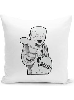 Buy Oppa Jacket  Band One Punch Man Anime Themed Throw Pillow White/Black/Grey 16x16inch in UAE