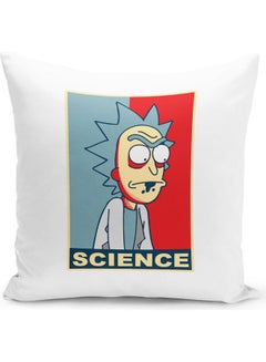 Buy Funny Rick And Morty Hope Poster Themed Throw Pillow White/Blue/Red 16x16inch in UAE