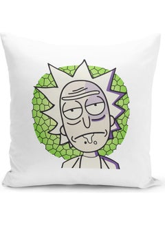 Buy Wasted Dr Rick And Morty Funny Wasted Themed Throw Pillow White/Purple/Green 16x16inch in UAE