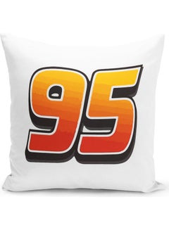 Buy Lighting McQueen Decal 95 Themed Throw Pillow White/Black/Orange 16x16inch in UAE