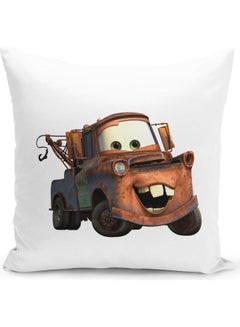 Buy Mater Lighting McQueen Cars Themed Throw Pillow White/Black/Brown 16x16inch in UAE