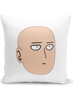 Buy Minimal One Punch Man Anime Themed Throw Pillow White/Black/Beige 16x16inch in UAE