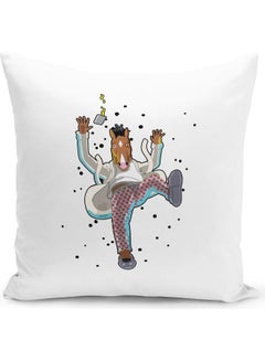 Buy Bojack Horseman Falling From Sky Netflix Show Themed Throw Pillow White/Pink/Blue 16x16inch in UAE