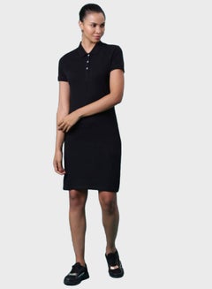 Buy Logo Embroidered Dress Jet Black in Saudi Arabia