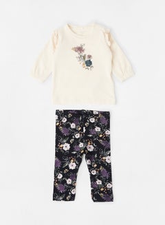 Buy Baby Floral Top and Pants Set White in UAE