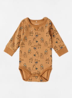 Buy Baby All-Over Print Bodysuit Brown in UAE