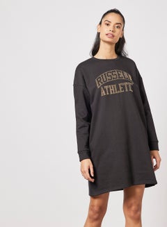 Buy Logo Crew Neck Sweat Dress Black in UAE