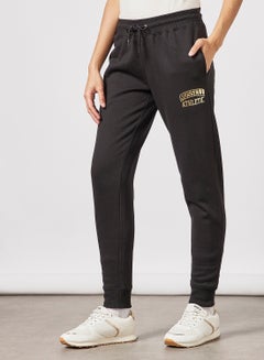 Buy Metallic Logo Sweatpants Black in Saudi Arabia