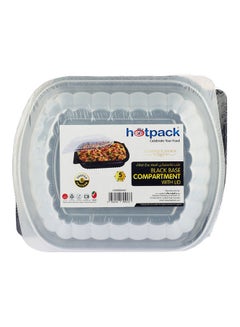 Buy 5-Piece Disposable Compartment Rectangular Food Container With Lid Black/Clear 25cm in UAE