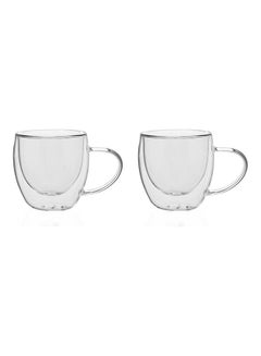 اشتري 2-Piece Double Wall Borosilicate Cup Set Clear 9x8x8cm في الامارات