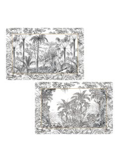 Buy Retro Jungle Table Mat Black and White 45 x 30cm in UAE