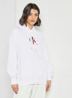 Buy Mid-Scale Monogram Logo Hoodie White in UAE