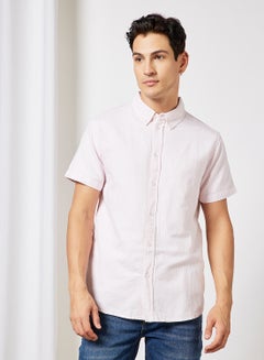 Buy Striped Short Sleeve Shirt Pink/White in Saudi Arabia