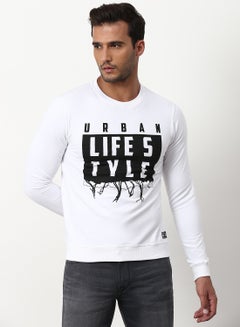 Buy Regular Fit Sweatshirt White in Saudi Arabia