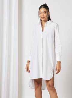 Buy Solid Shirt Dress White in Saudi Arabia