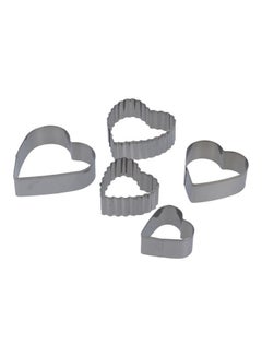 Buy 5-Piece Heart Shaped Cookie Cutter Set Silver in UAE